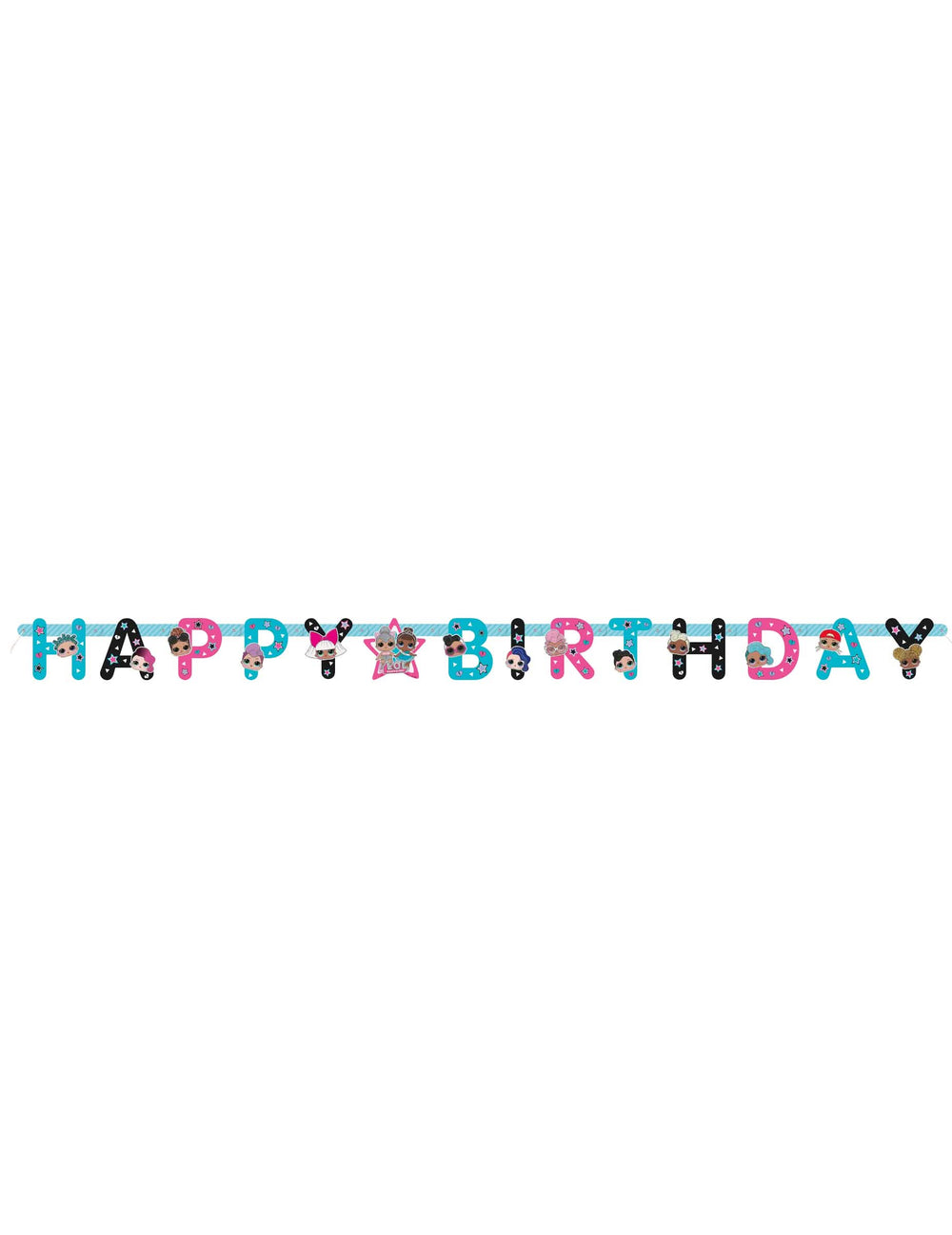 Onnittelukoriste Happy Birthday LOL Surprise lapsille monivärinen kartonkia