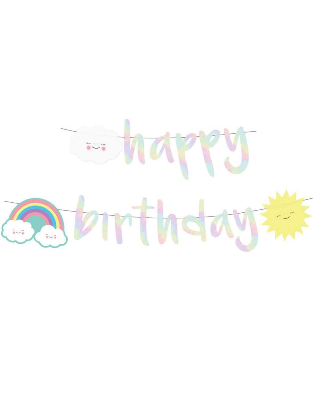 Guirlande happy birthday nuage iridescente en carton