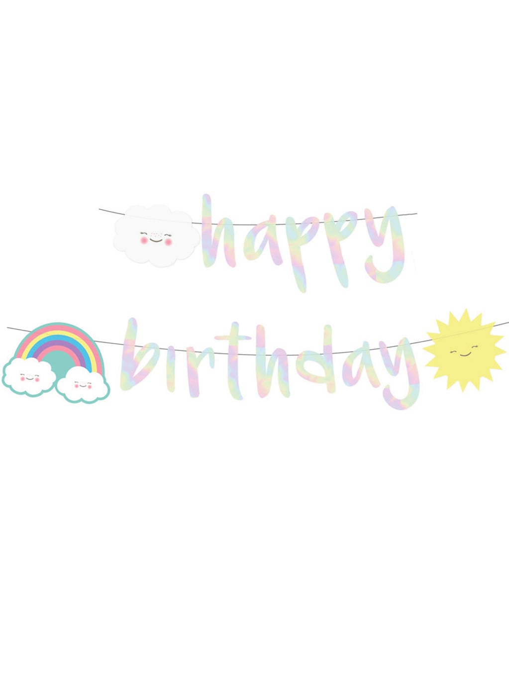 Guirlande happy birthday nuage iridescente en carton