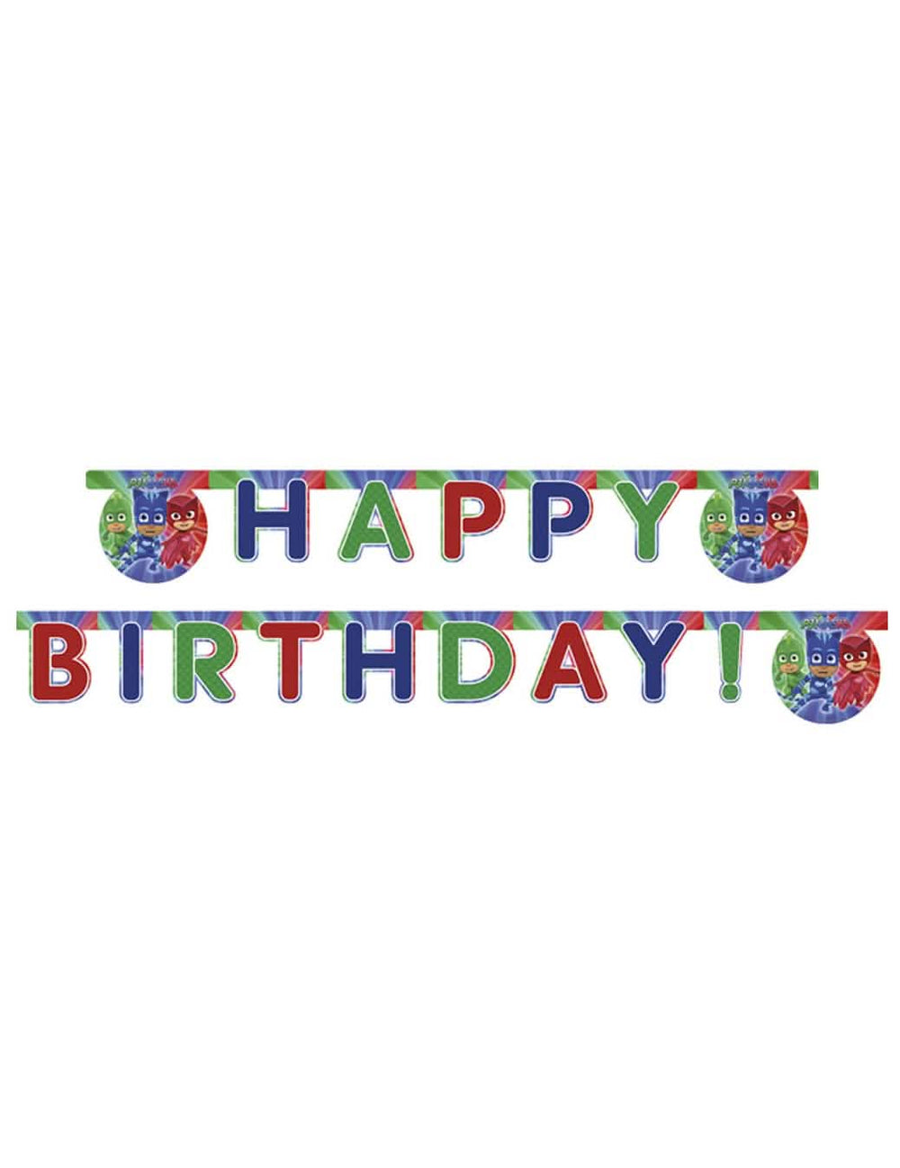 Guirlande Happy Birthday Pyjamasankarit lapsille monivärinen