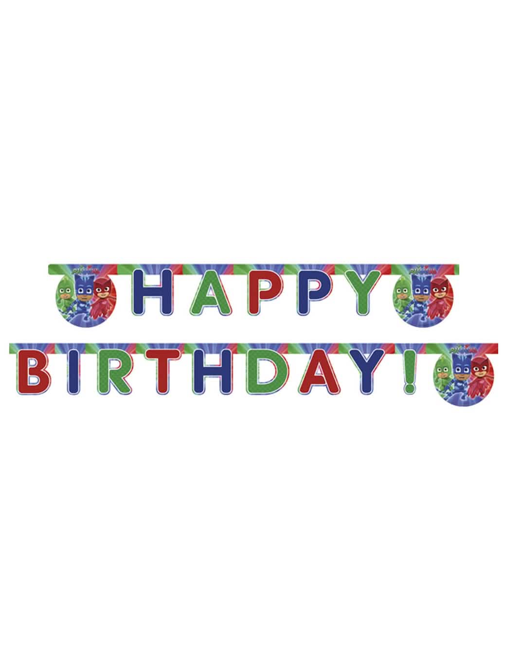 Guirlande Happy Birthday Pyjamasankarit lapsille monivärinen