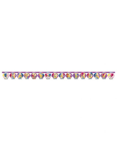 Guirlande Happy Birthday Shimmer et Shine pour enfant rose et violette