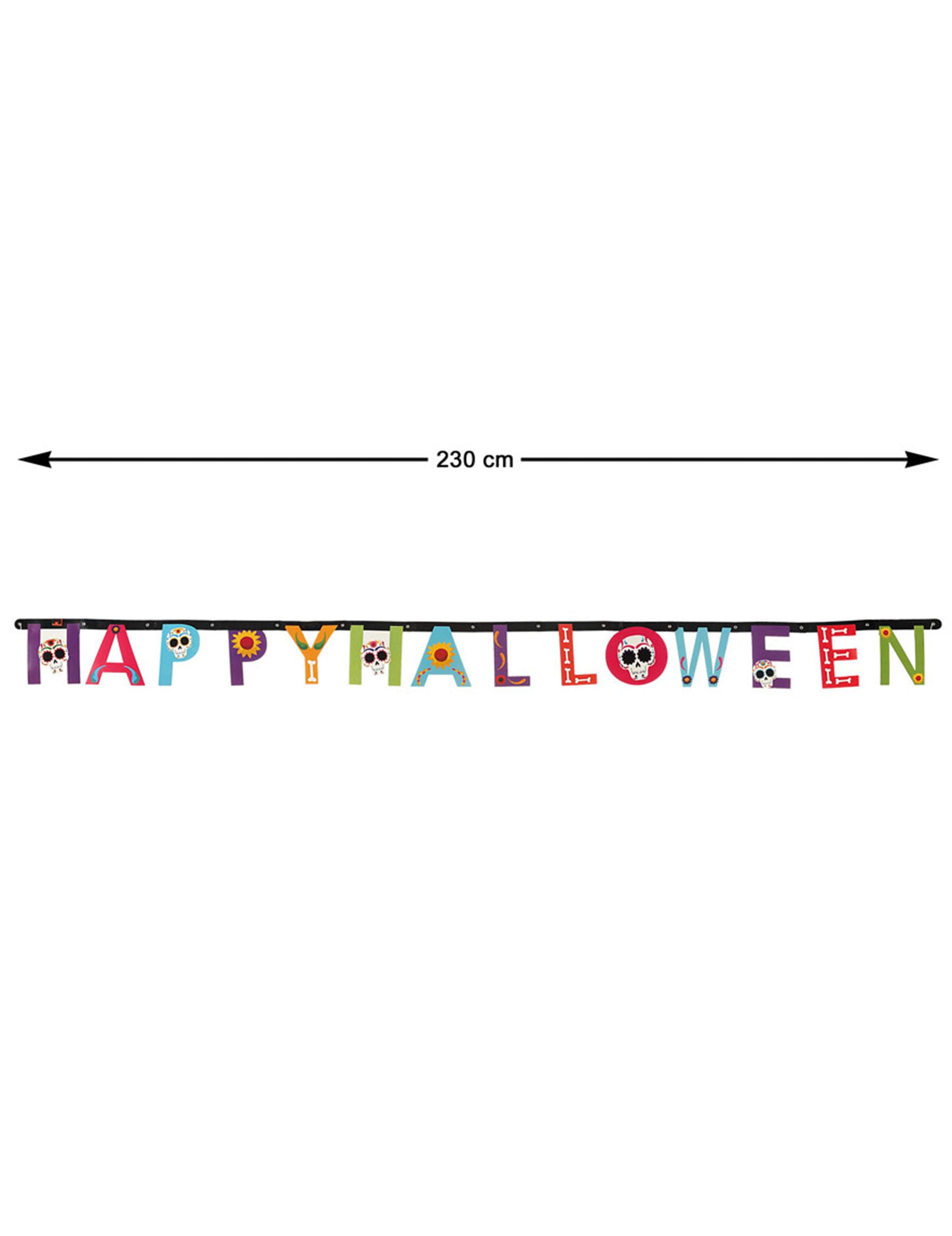 Dimensions de la guirlande Happy Halloween Dia de los Muertos