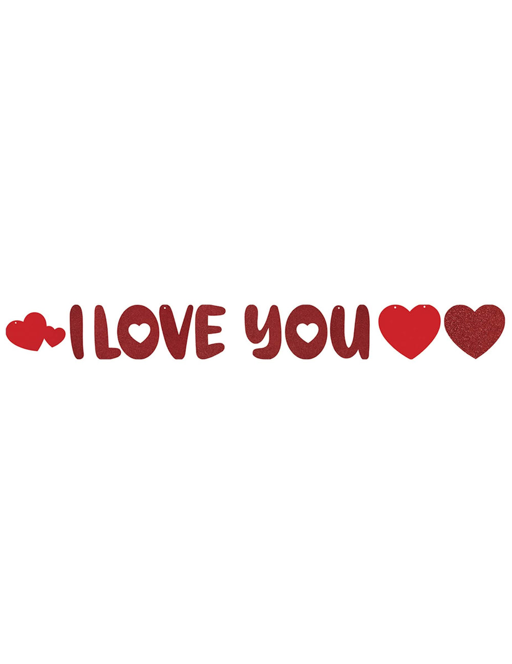 Guirlande en carton cœur I love you pour décoration rouge à paillettes