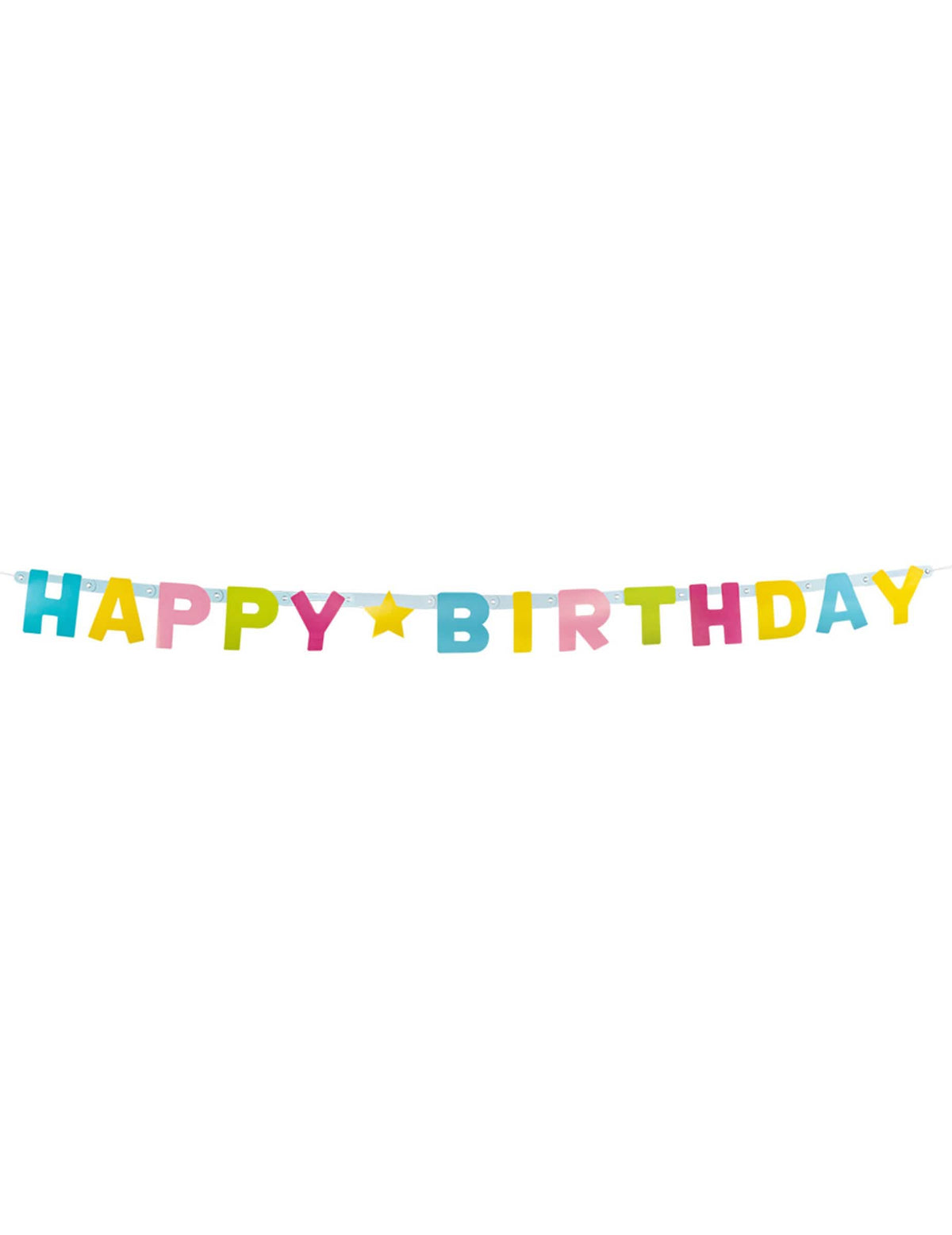 Mise en scène avec gâteau et ballons de la guirlande de lettres Happy Birthday