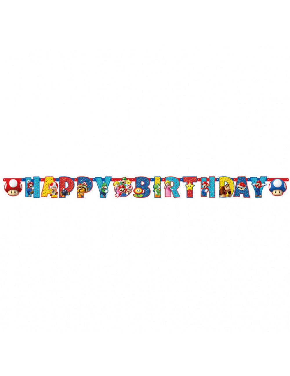 Vue d'ensemble de la Guirlande Happy Birthday Super Mario