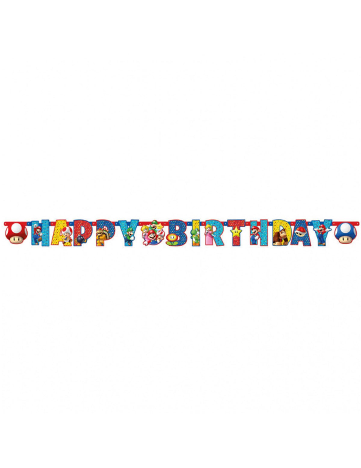 Vue d'ensemble de la Guirlande Happy Birthday Super Mario