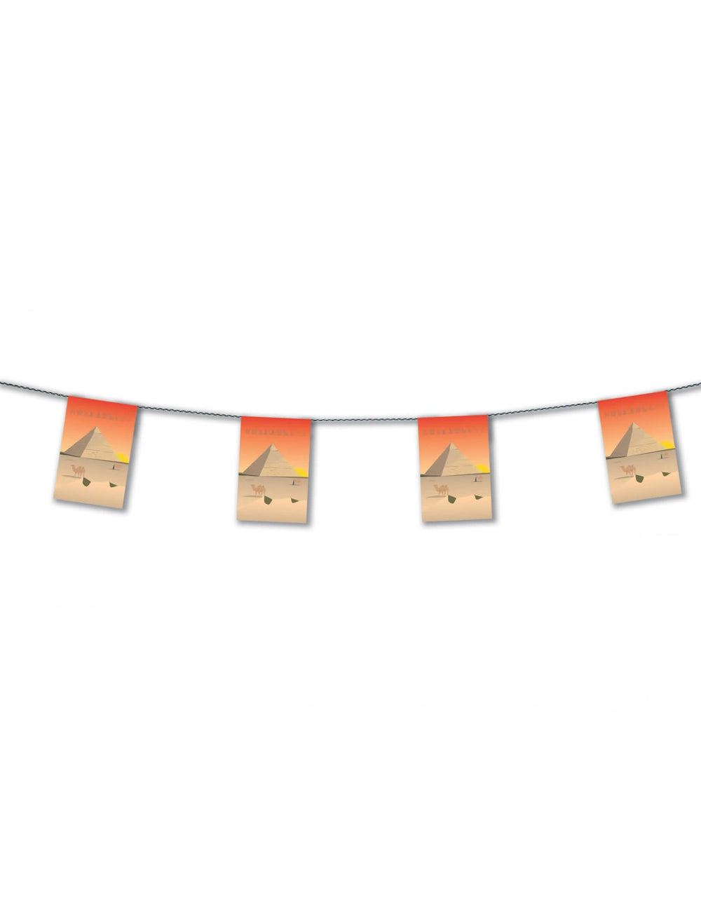 Guirlande papier Egypte pour décoration orange et beige avec pyramides