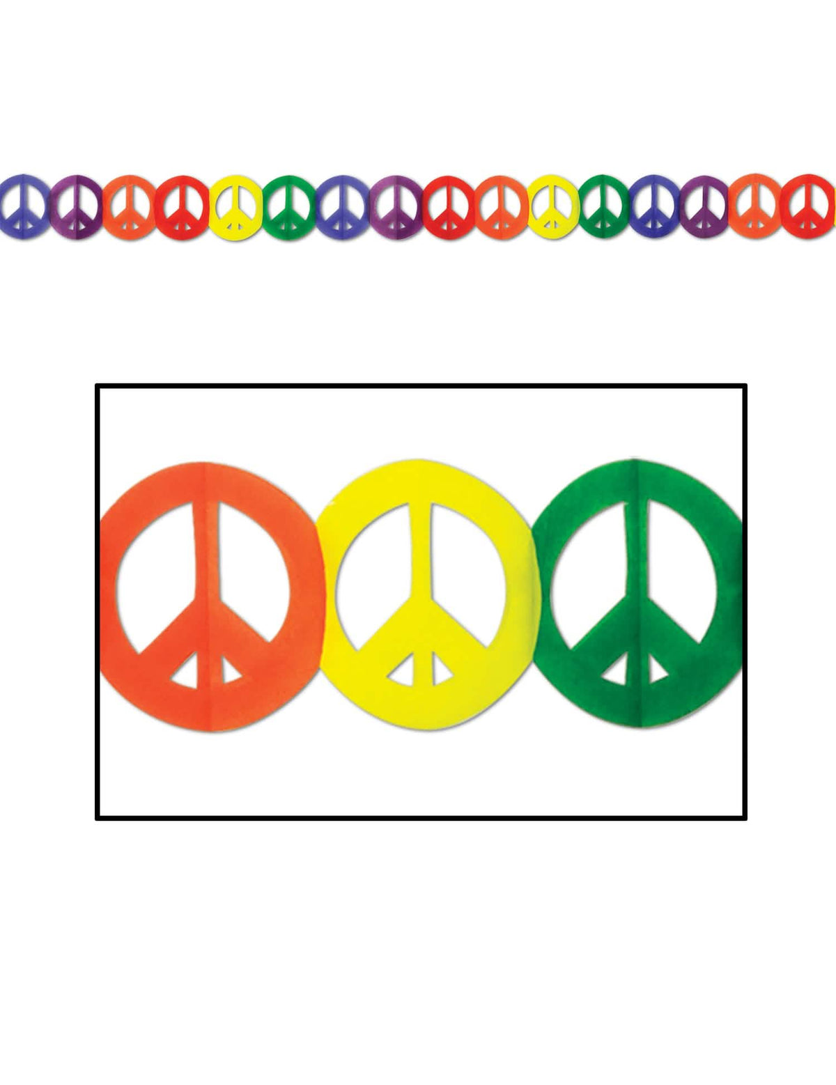 Paperinen Hippie Peace -viirinauha monivärinen koristeluun