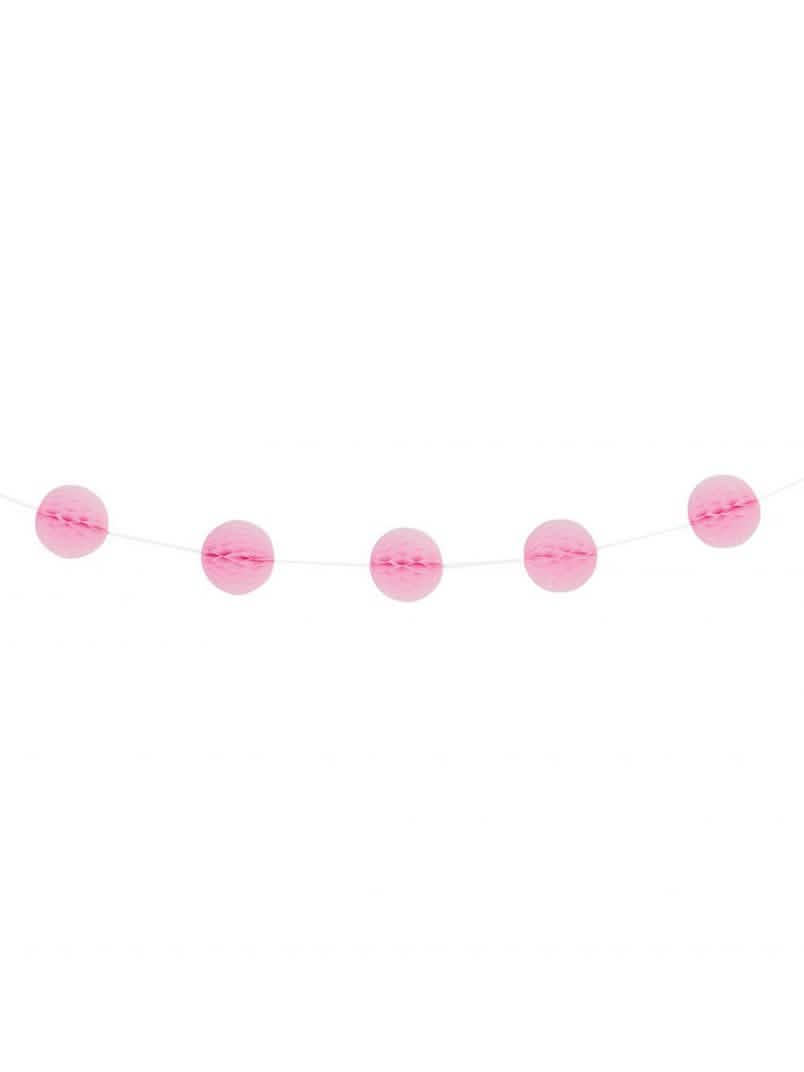 Guirlande boules alvéolées pour fête rose clair