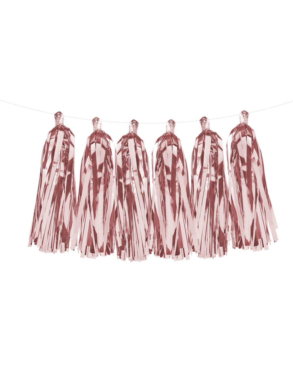 Guirlande tassel 12 pompons pour décoration de fête rose gold métallisé
