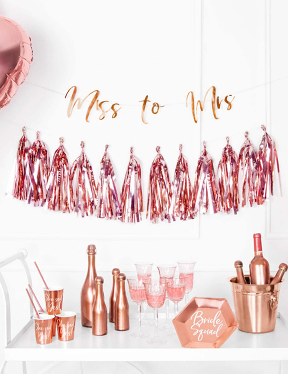 Décoration murale festive de la guirlande tassel 12 pompons pour décoration de fête rose gold métallisé