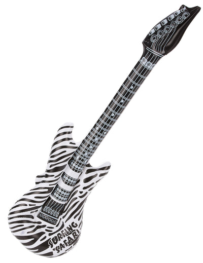 Guitare rock gonflable zébrée pour adulte noir et blanc