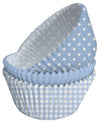 Moules à cupcakes en papier pour baby shower bleus à pois blancs