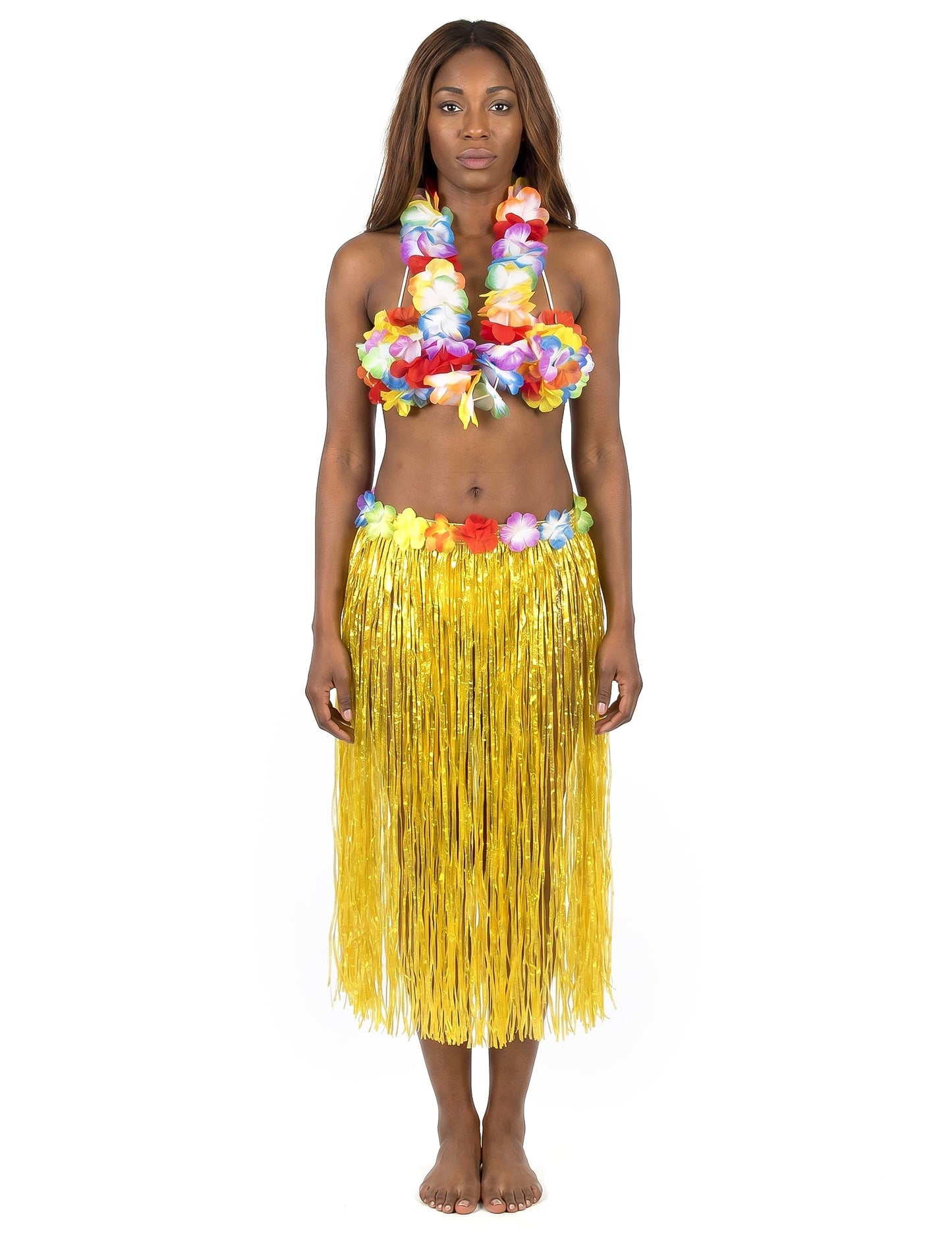 Jupe hawaïenne longue jaune adulte