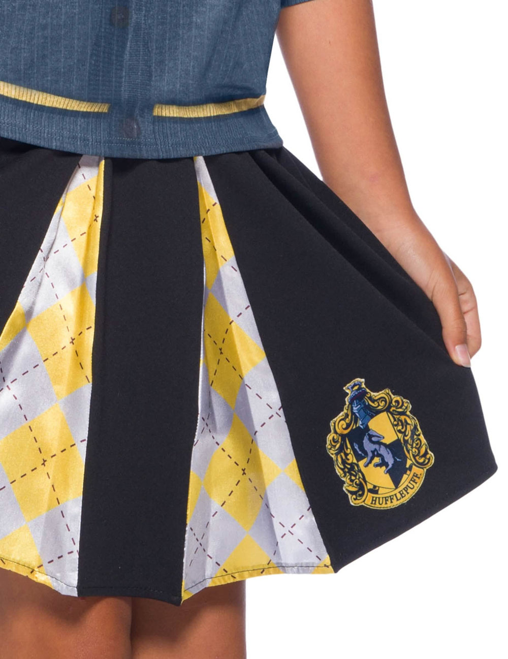 Détail de l'écusson de la Jupe Poufsouffle Harry Potter enfant