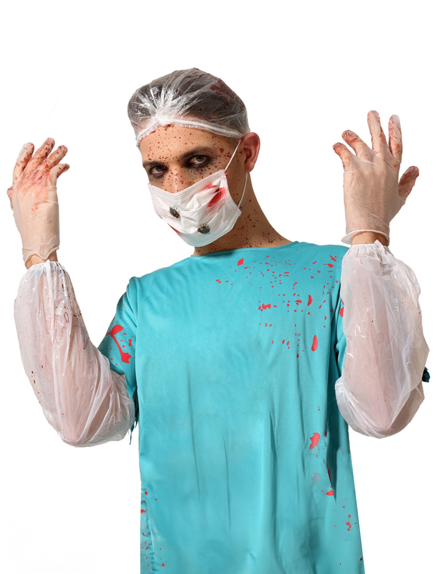 Kit 6 pièces docteur sanglant pour adulte bleu et blanc ensanglanté