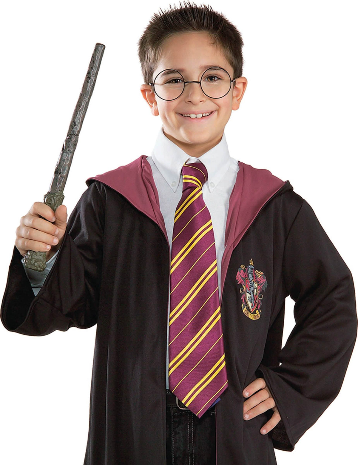 Taikasauva- ja Harry Potter -silmälasisetti lapsille, pyöreät mustat silmälasit ja ruskea taikasauva