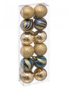12 mini boules de noël bleues et dorées pailletées