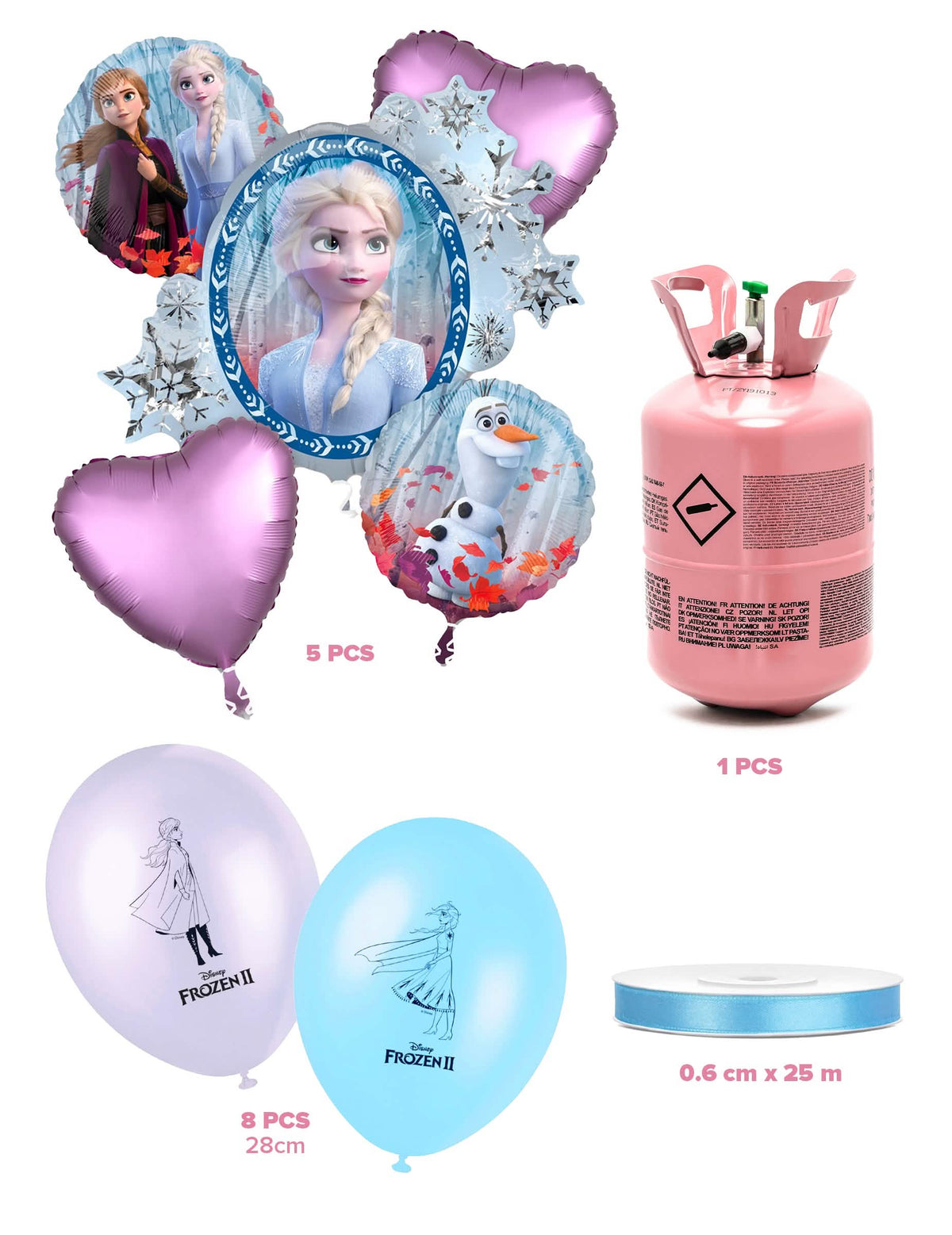 Heliumpullosetti, jossa on 13 Frozen™-ilmapalloa ja nauha