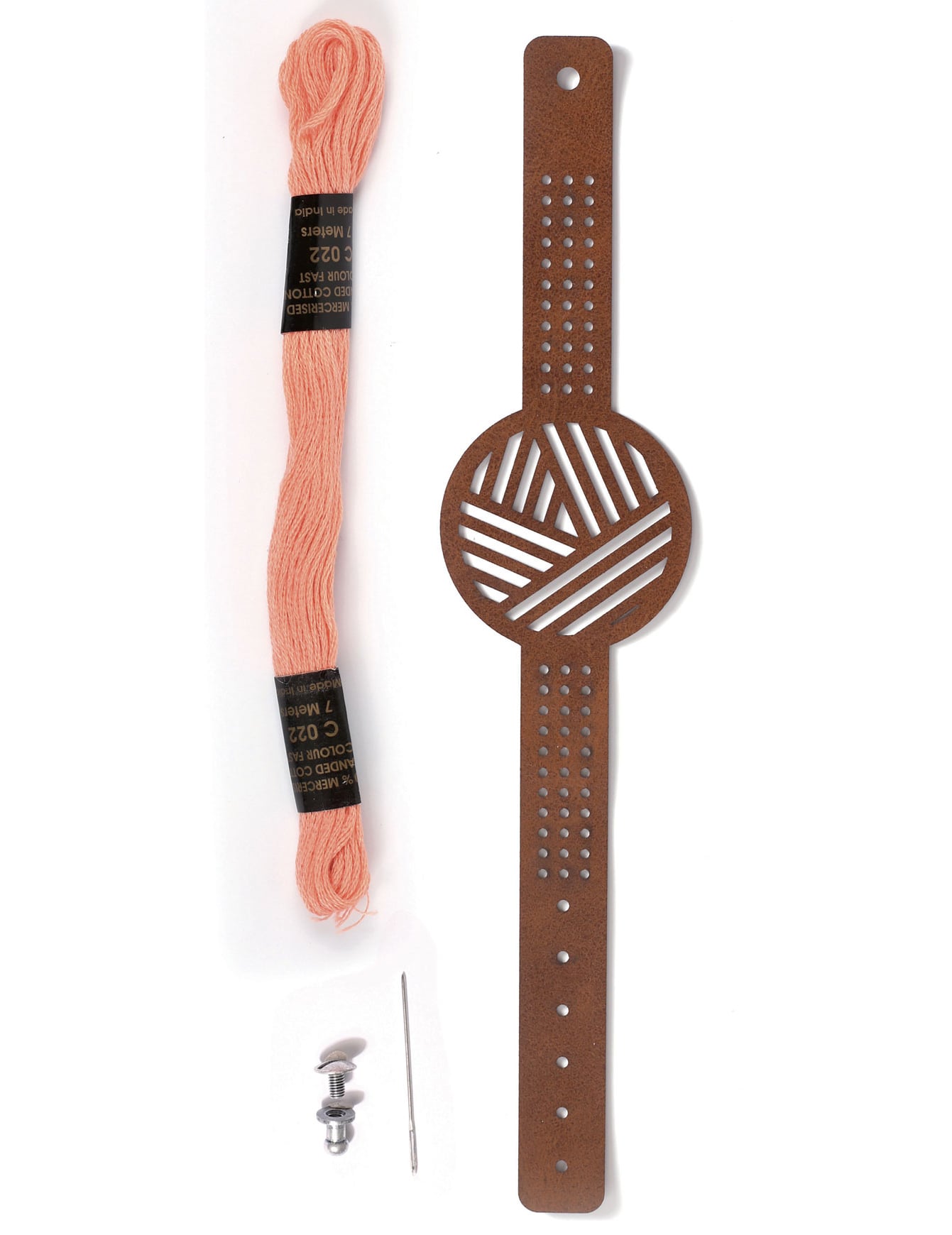 Contenu du kit bracelet à broder motifs géométriques pour enfant
