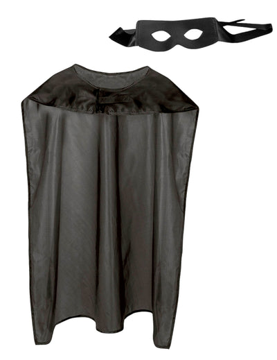 Kit cape et masque de super héros pour adulte noir