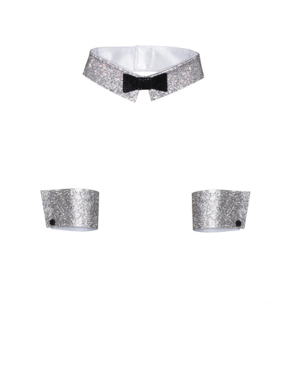 Détail du col et des poignets du kit col et manchettes à strass deluxe