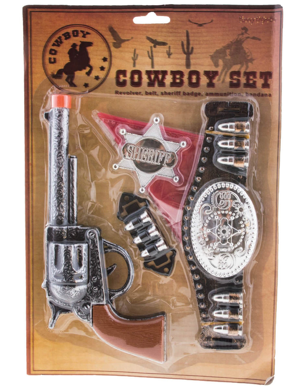 Pakkauskuva 5-osaisesta cowboy-setistä lapsille