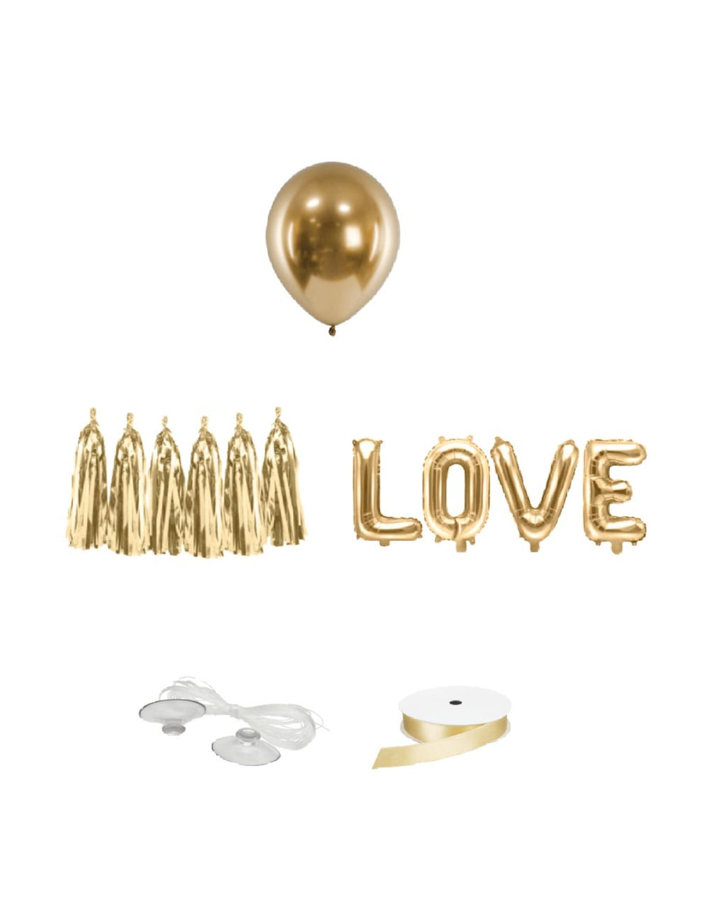 Kit décoration de voiture pour mariage doré 12 pièces
