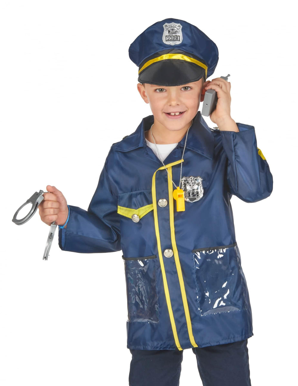 Menottes et talkie-walkie du kit déguisement et accessoires de policier pour enfant