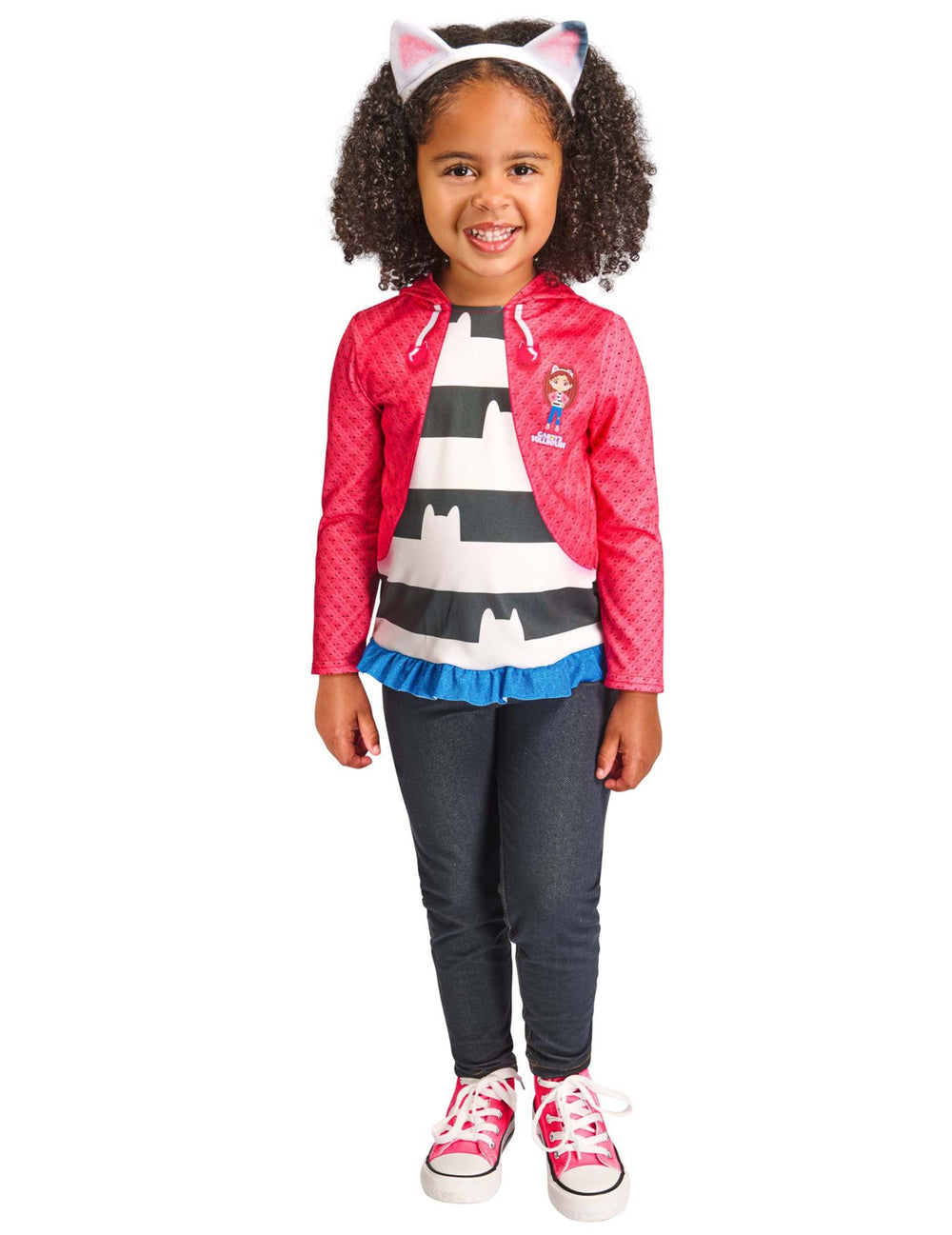Kit haut et serre-tête Gabby et la maison magique pour enfant rose et blanc à rayures