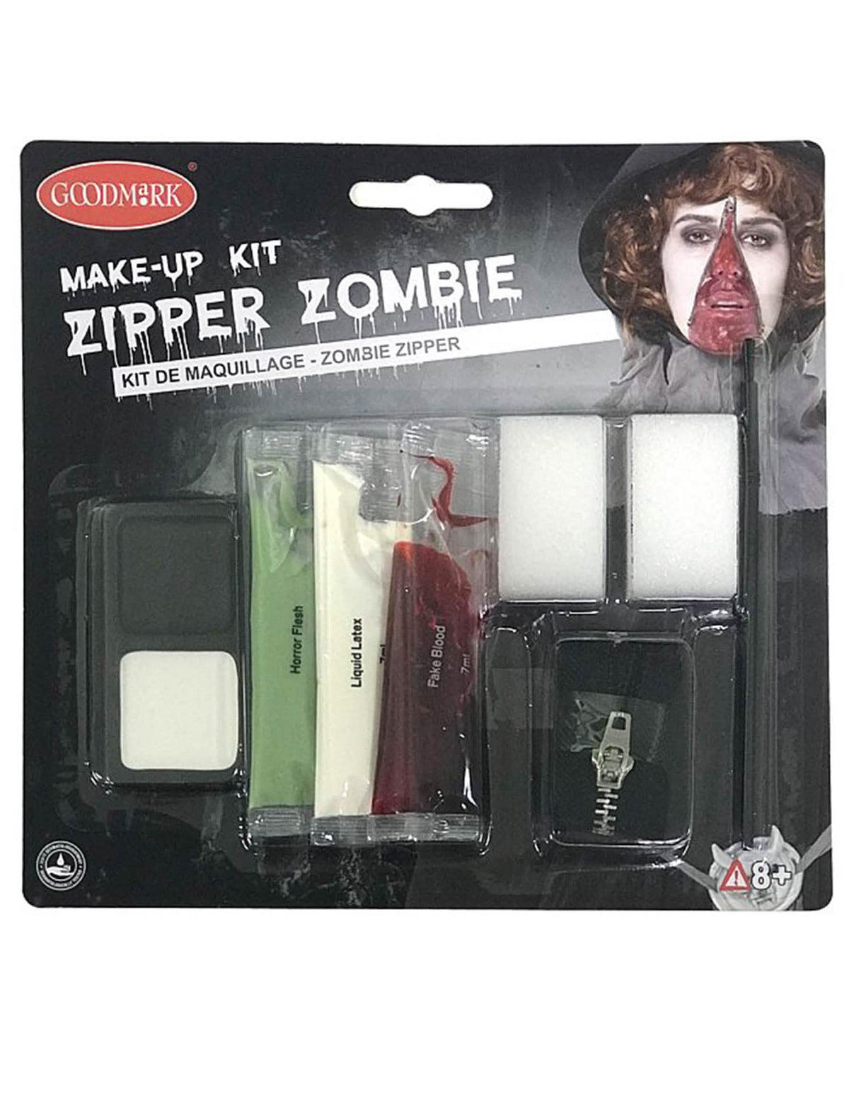 Pakkauksen näkymä meikkisarjasta vetoketju halloween