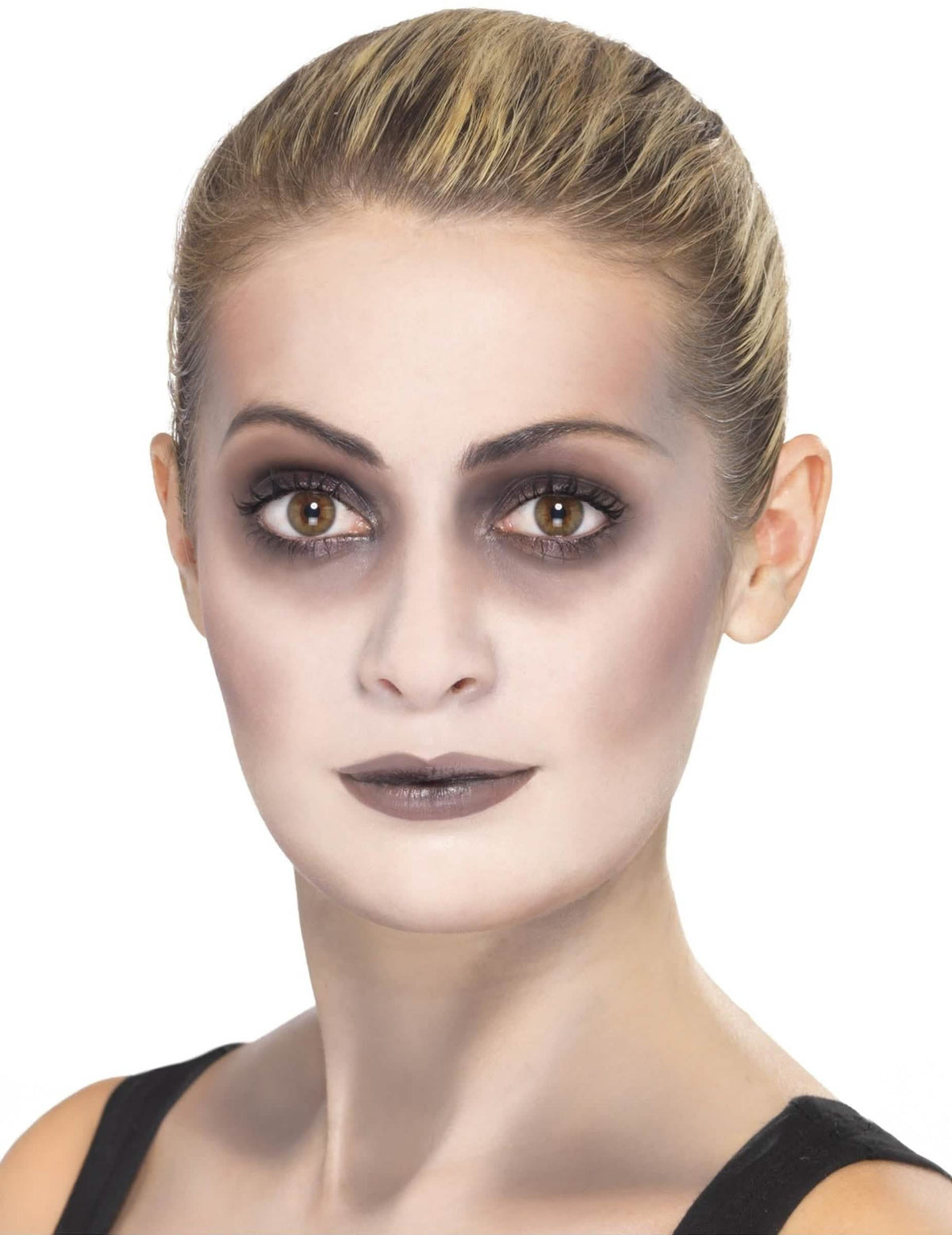 Silmä- ja huulimeikkien yksityiskohta zombiemeikkisarjassa naisille