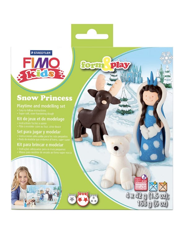 Kit pâte Fimo princesse des neiges pour enfants avec renne et ours polaire
