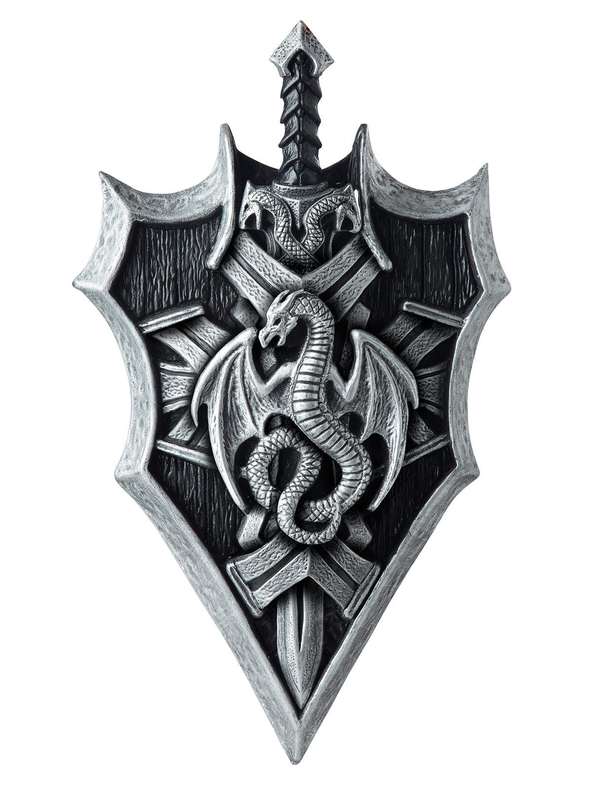 Bouclier et épée de chevalier dragon pour enfant gris et noir