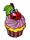 Patch Gothic Cupcake Kreepsville rose et rouge avec tête de mort brodée