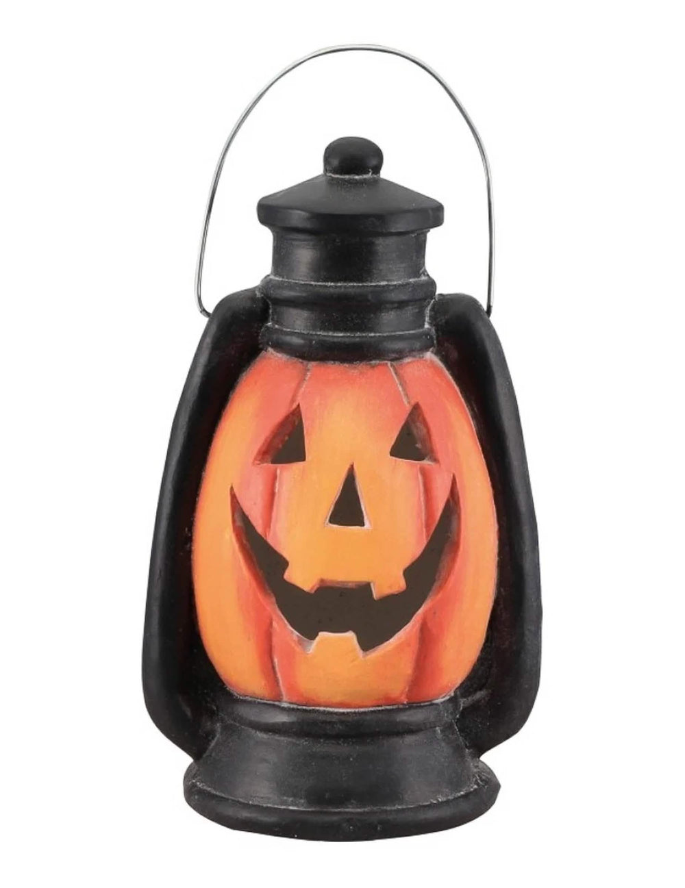 Lanterne citrouille effrayante lumineuse pour Halloween orange et noire