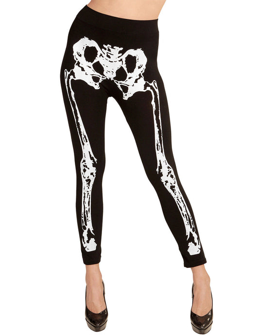 Vue de face du legging squelette pour femme