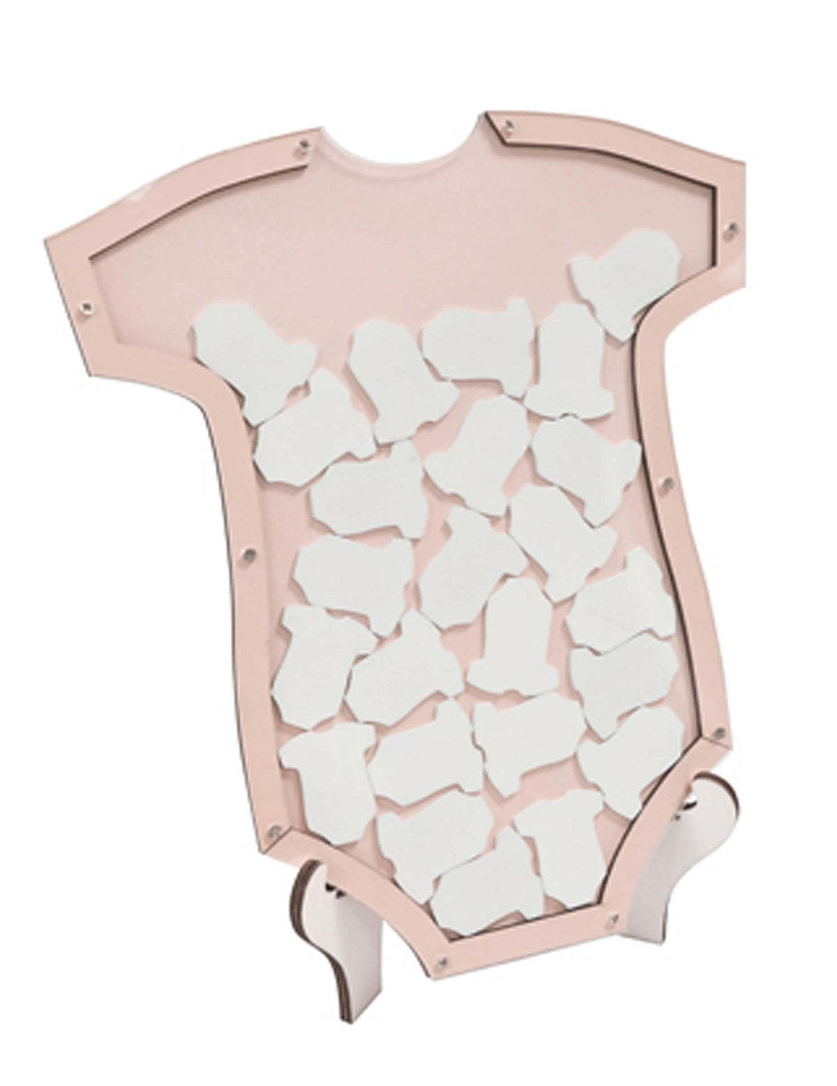 Livre d'or cadre body baby shower pour bébé rose en bois avec 24 pièces