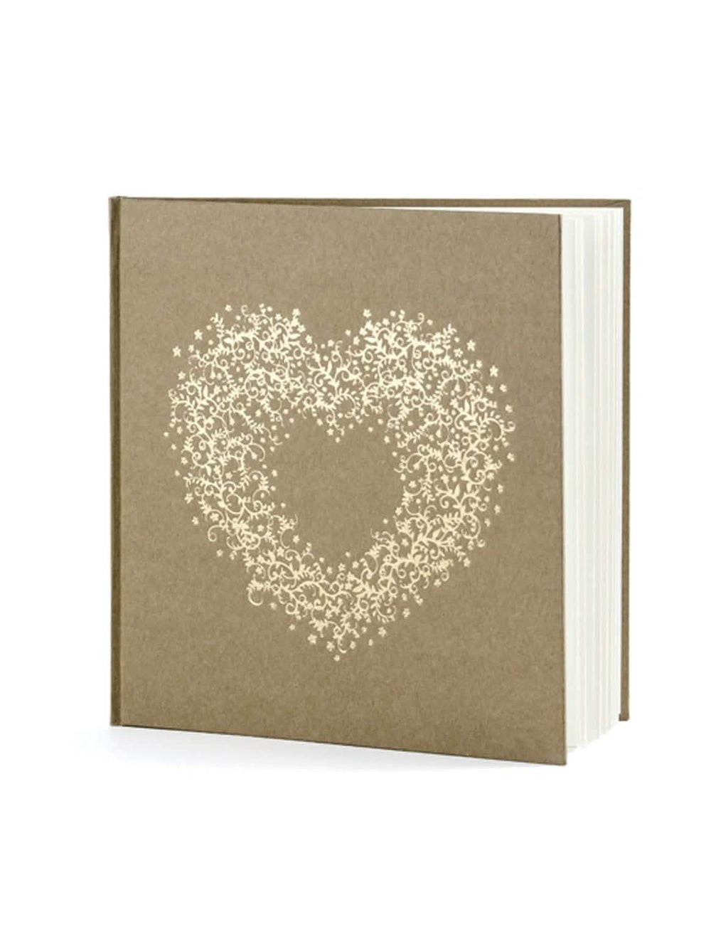 Livre d'or coeur doré pour fête kraft format carré