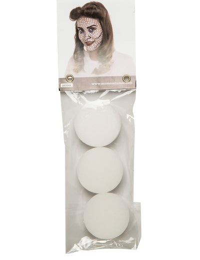 Lot de 3 éponges à maquillage pour adulte blanches rondes