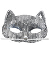 Loup chat pour adulte argenté à sequins