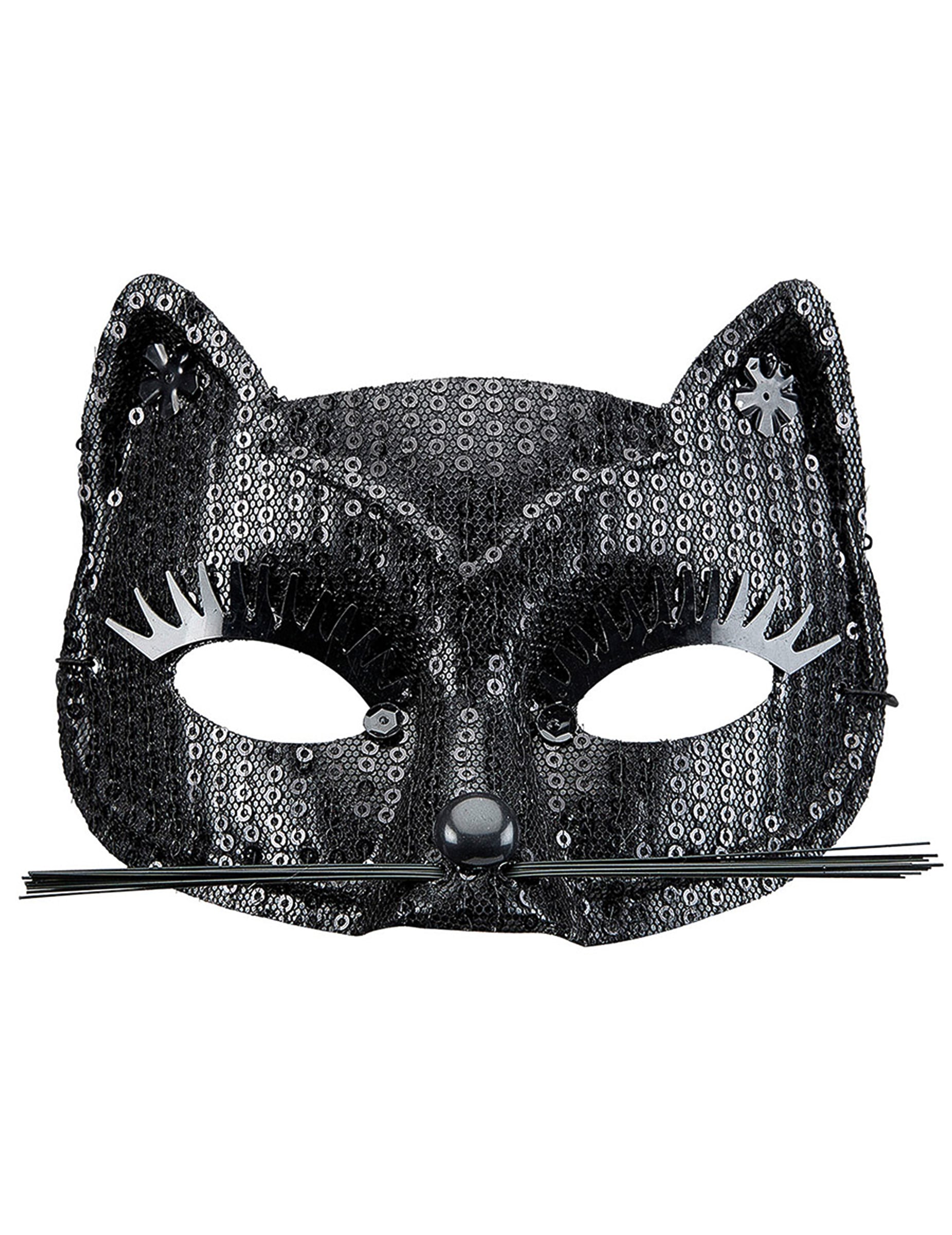 Loup chat à sequins pour adulte noir