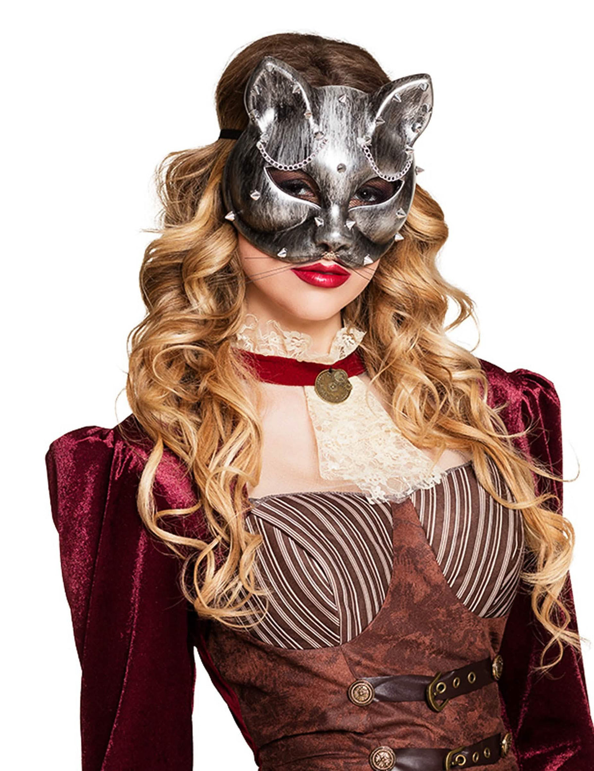 Suurennos steampunk-kissat pidetystä festivaalimaskista