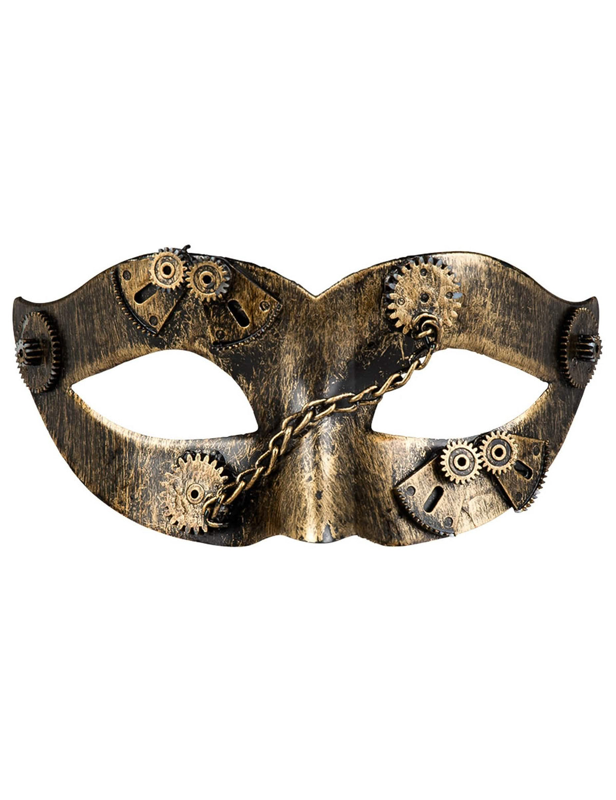 steampunk-naisten naamio kultaisilla rattailla ja ketjulla