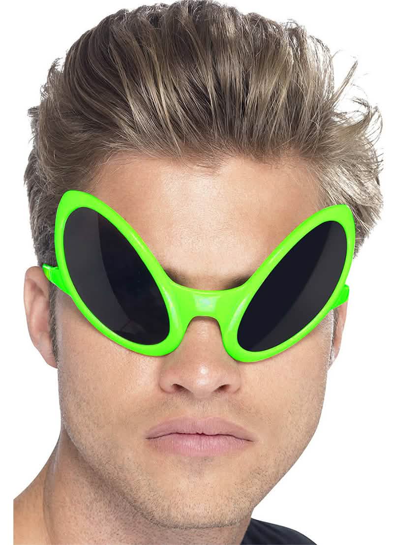 avaruussilmälasit aikuiset neon vihreä mustilla linsseillä