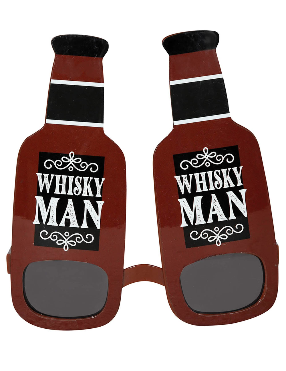 Vue de face des lunettes bouteilles de whisky pour adulte