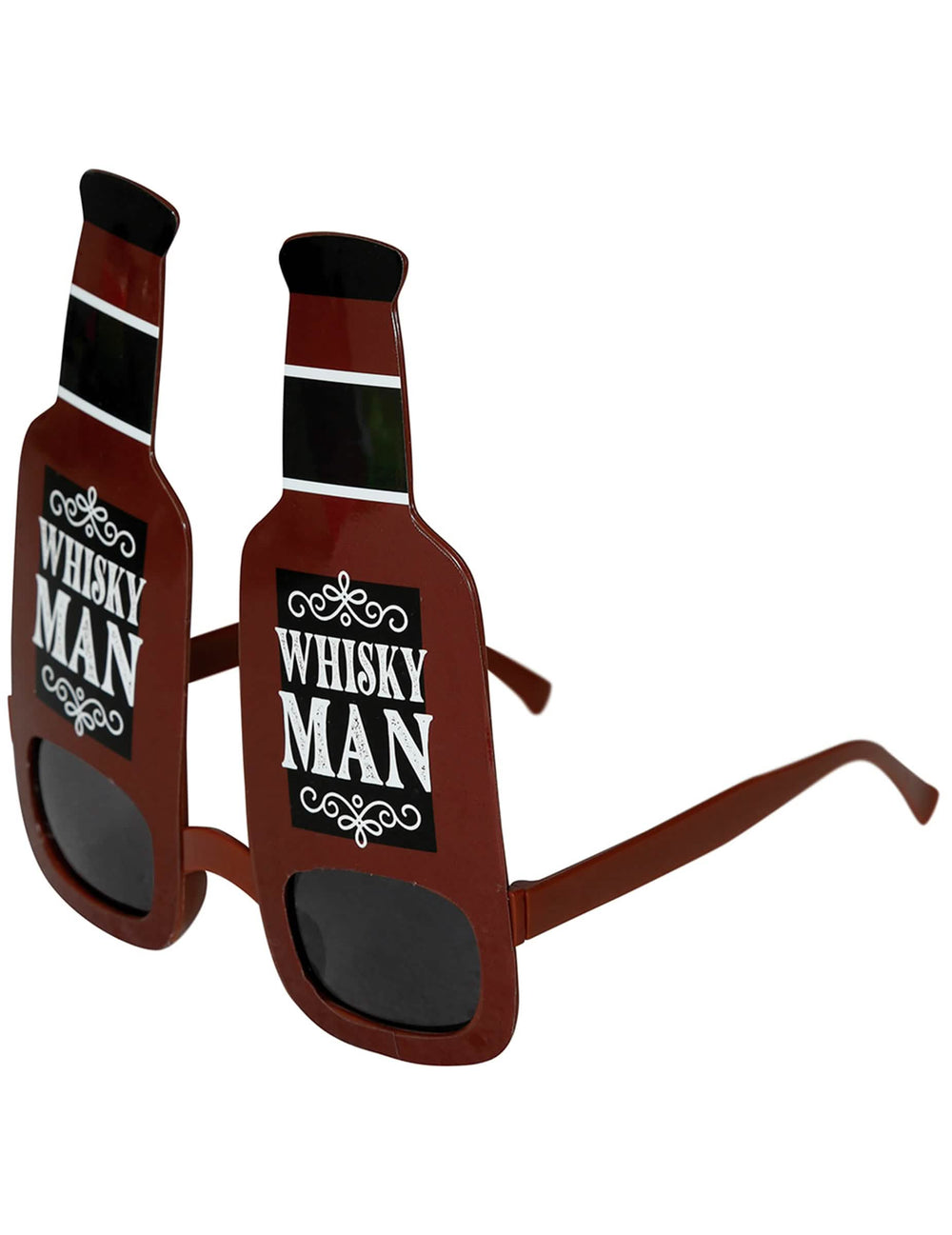 Vue de profil des lunettes bouteilles de whisky pour adulte