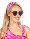 Lunettes coeur arc en ciel à chaine pour adulte multicolores