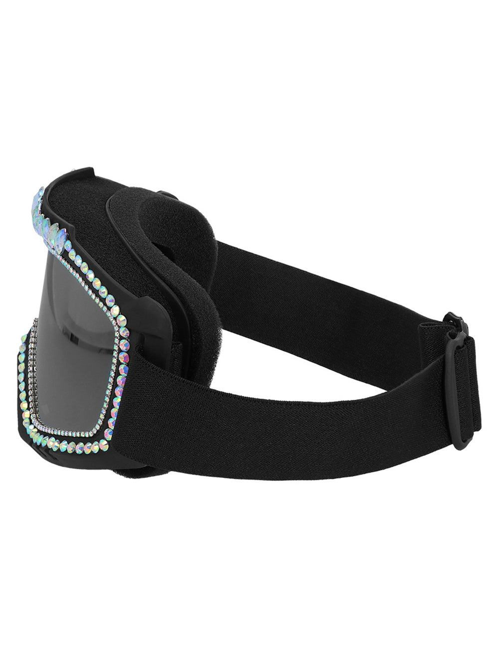 Vue de profil des lunettes de ski avec strass pour adulte